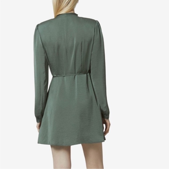 Avec Les Filles Khaki Green Wrap Long Sleeve Mini Dress Size XS - Picture 9 of 10